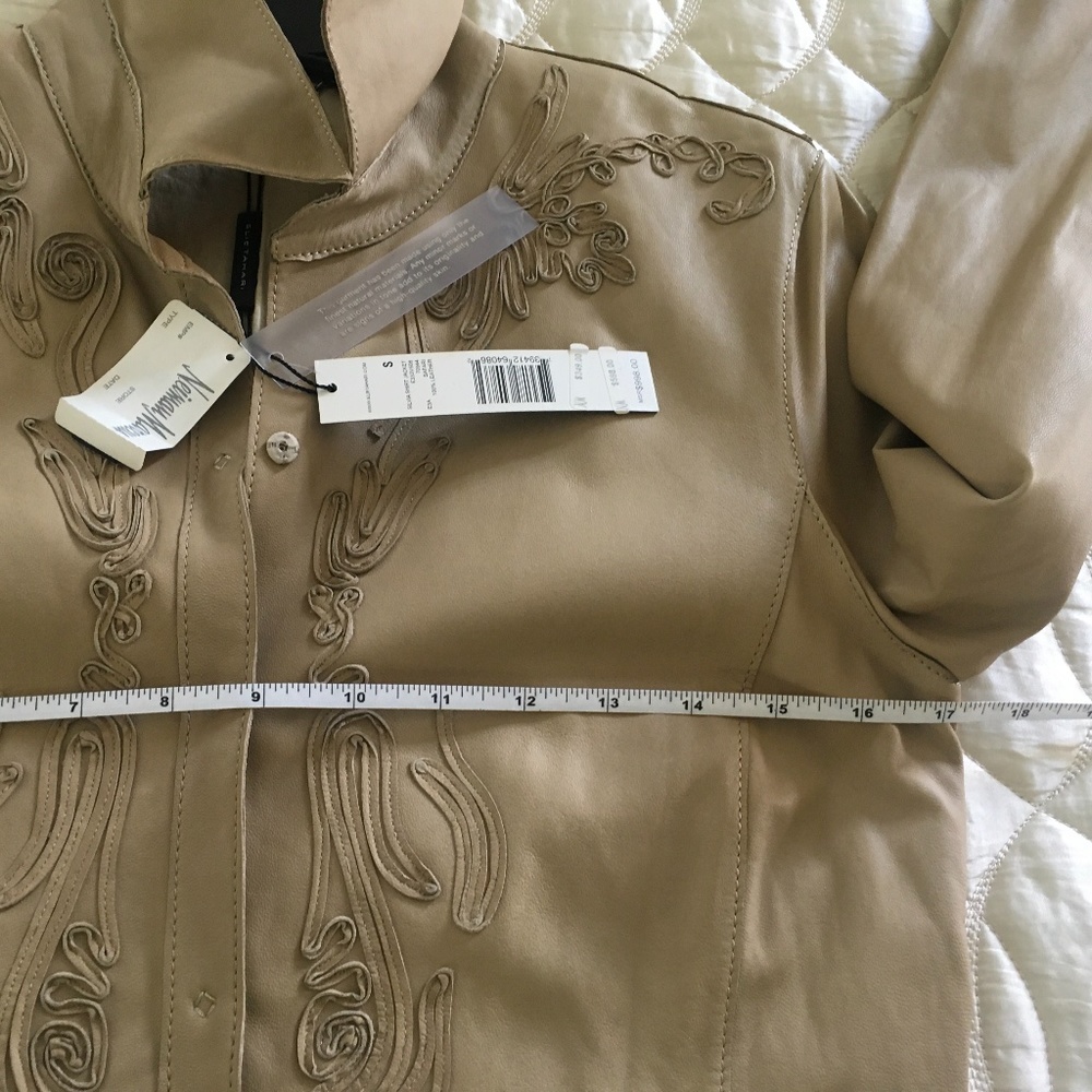 Elie Tahari embroidered leather jacket shirt NWT - Picture 6 of 11